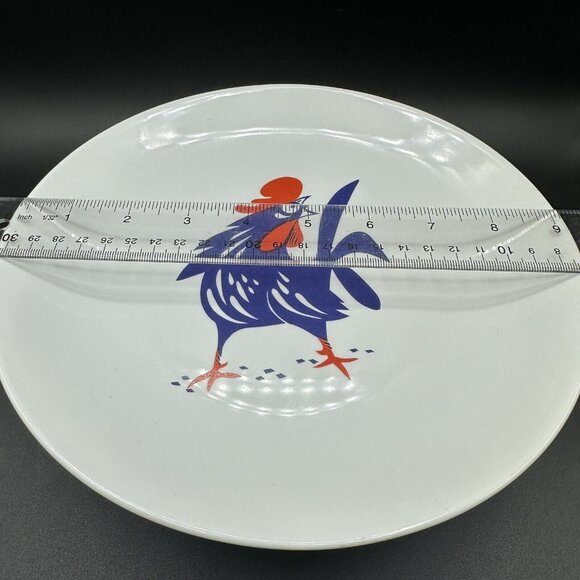 Vintage Naaman Israel Fine Porcelain Footed Cake Fruit Stand Rooster Design 9" - Picture 6 of 8